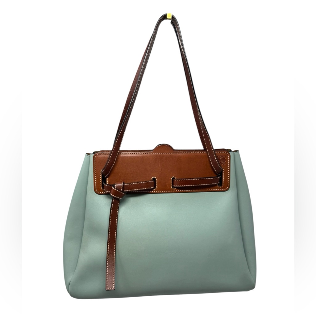 Loewe Light Blue And Brown Leather Lazo Tote